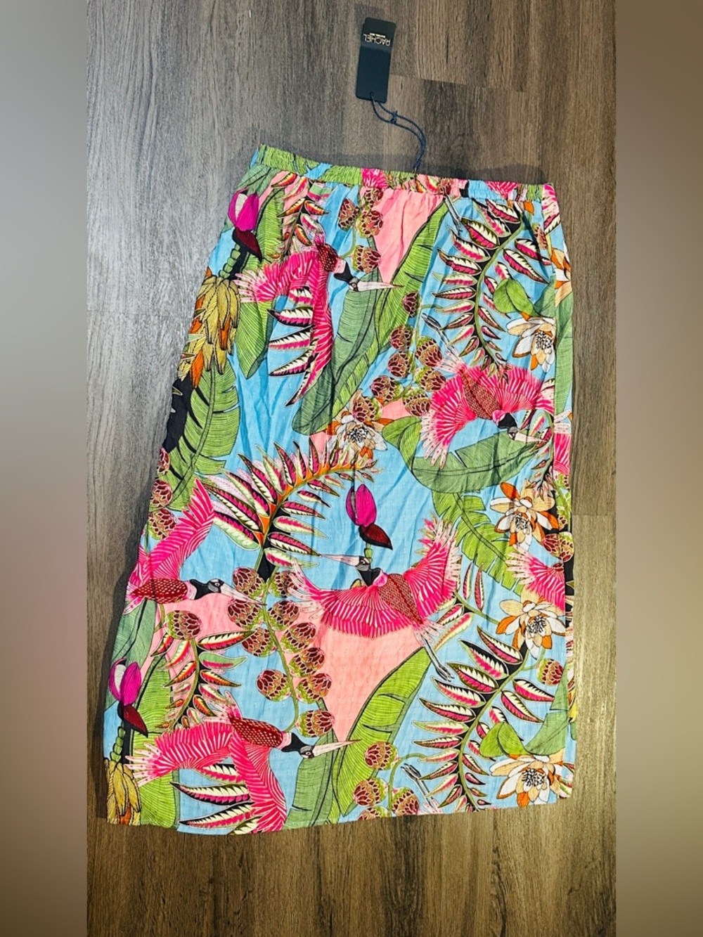 Rachel Roy Tropical Print Wrap Skirt Size M NWT Colorful Floral Bird Resort - Picture 8 of 11